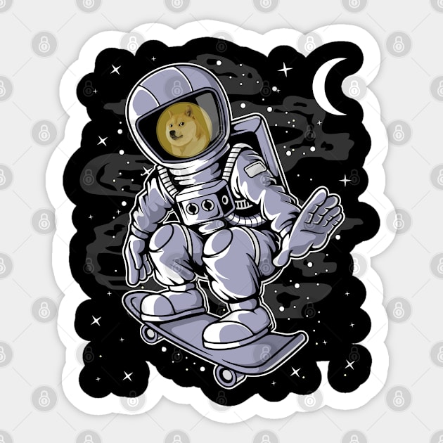 Astronaut Skate Dogecoin DOGE Coin To The Moon Crypto Token Cryptocurrency Blockchain Wallet Birthday Gift For Men Women Kids Sticker by Thingking About